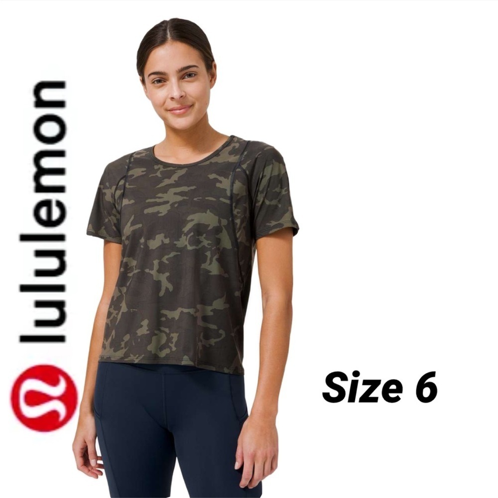 Lululemon Outrun the Heat Short Sleeve camo size 6
